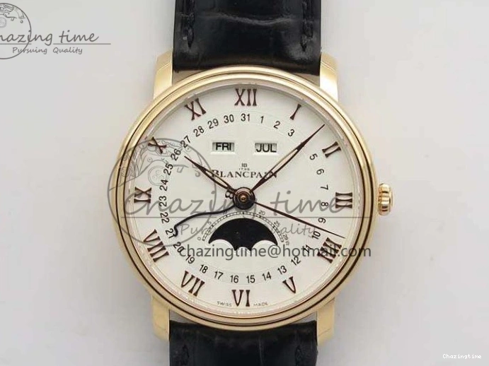 0128 MultiPurpose Villeret 6654 SS Complicated Function OMF 1:1 Best Edition White Dial on Black Leather Strap A6654 V 7901
